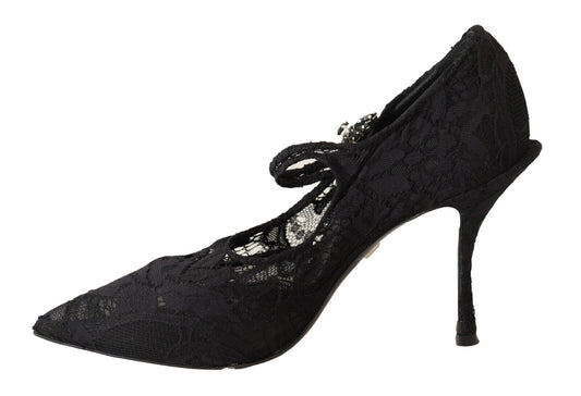 Dolce & Gabbana EU38/US7.5 Dolce & Gabbana Elegant Black Lace Stiletto Pumps