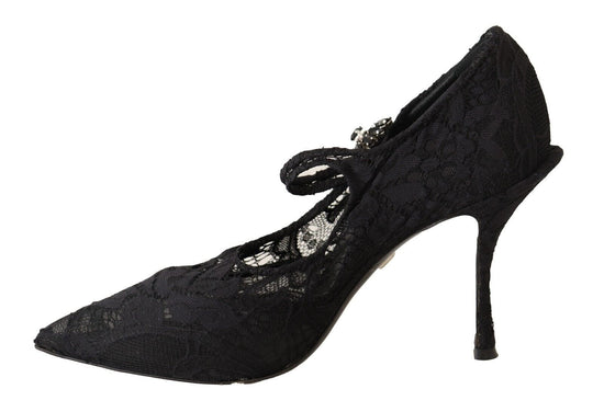 Dolce & Gabbana EU38/US7.5 Dolce & Gabbana Elegant Black Lace Stiletto Pumps