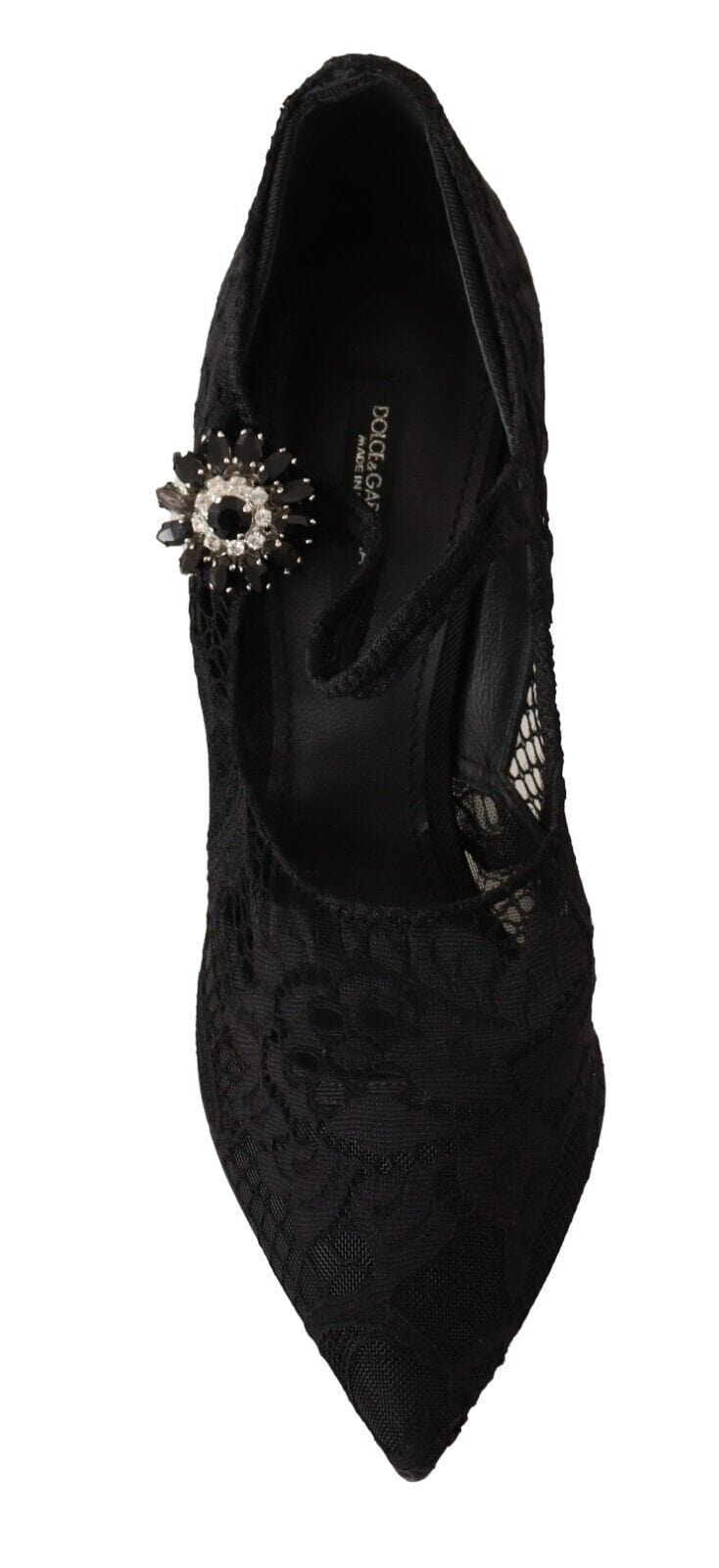 Dolce & Gabbana EU38/US7.5 Dolce & Gabbana Elegant Black Lace Stiletto Pumps