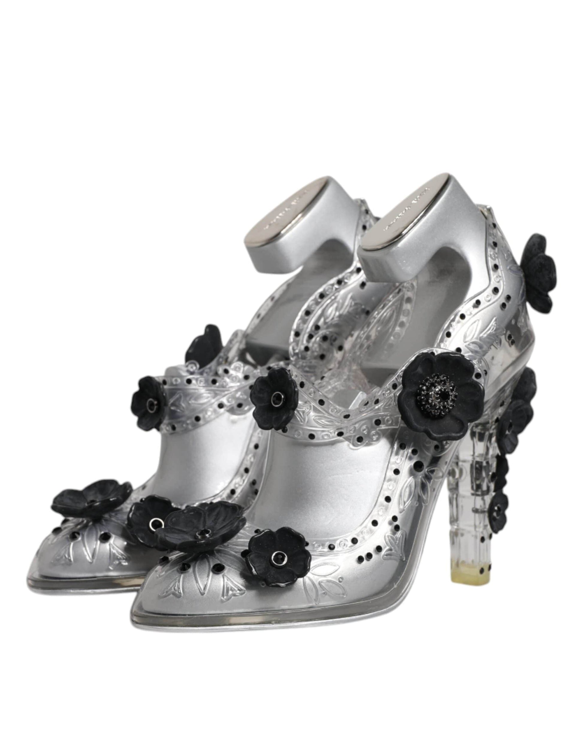 Dolce & Gabbana EU38/US8 Dolce & Gabbana Clear Floral Crystal CINDERELLA Heels Shoes