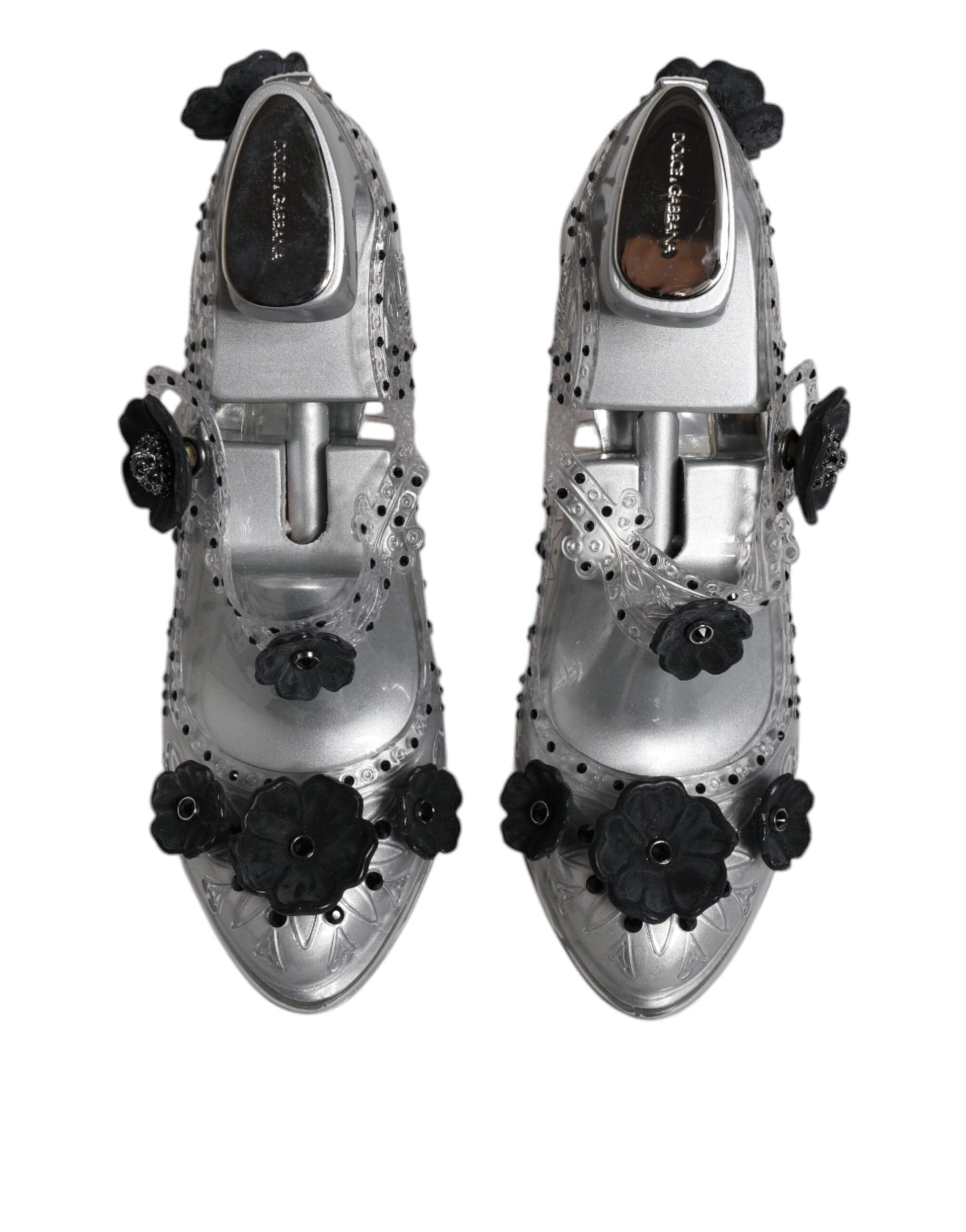Dolce & Gabbana EU38/US8 Dolce & Gabbana Clear Floral Crystal CINDERELLA Heels Shoes