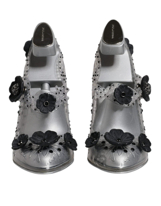 Dolce & Gabbana EU38/US8 Dolce & Gabbana Clear Floral Crystal CINDERELLA Heels Shoes