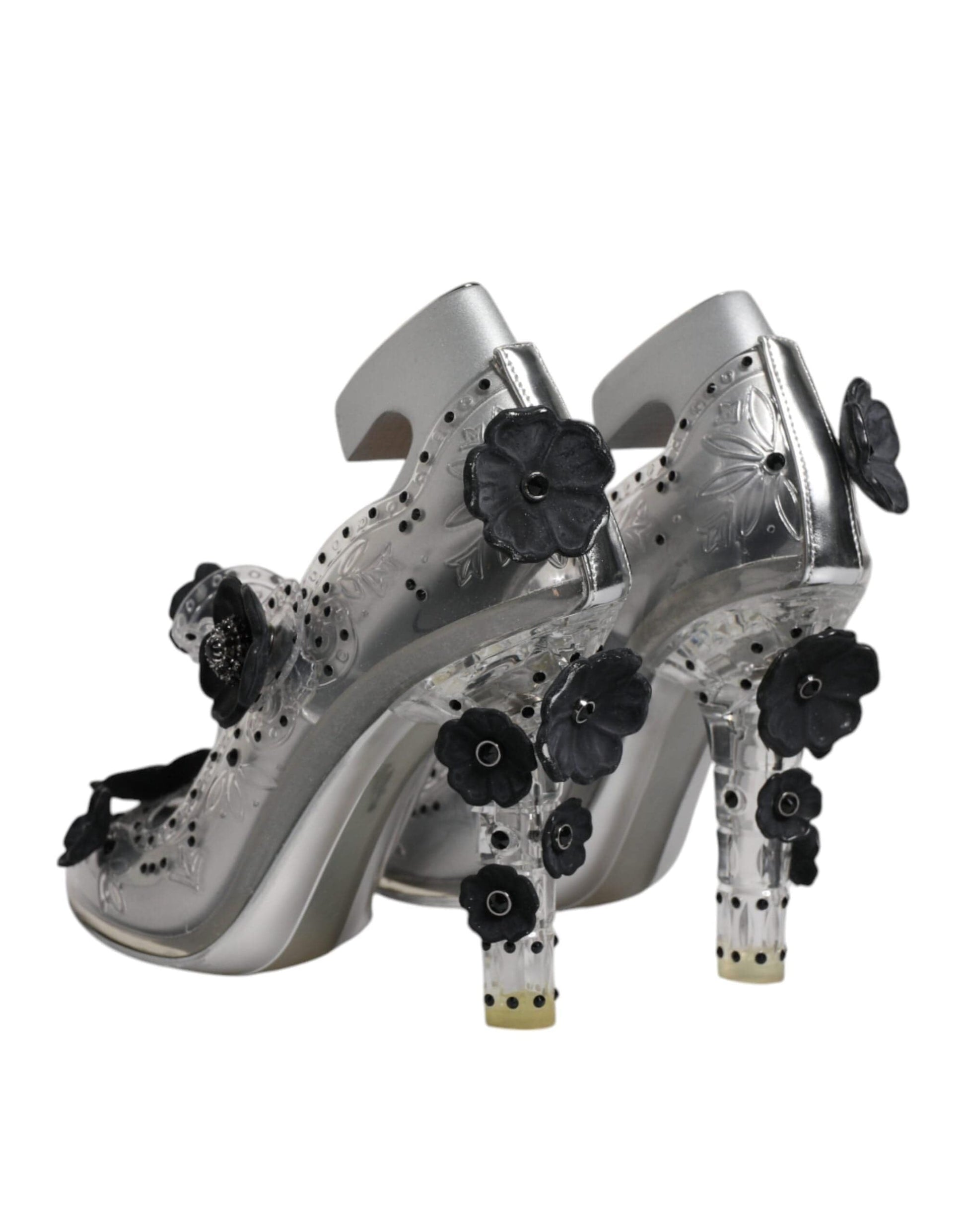 Dolce & Gabbana EU38/US8 Dolce & Gabbana Clear Floral Crystal CINDERELLA Heels Shoes