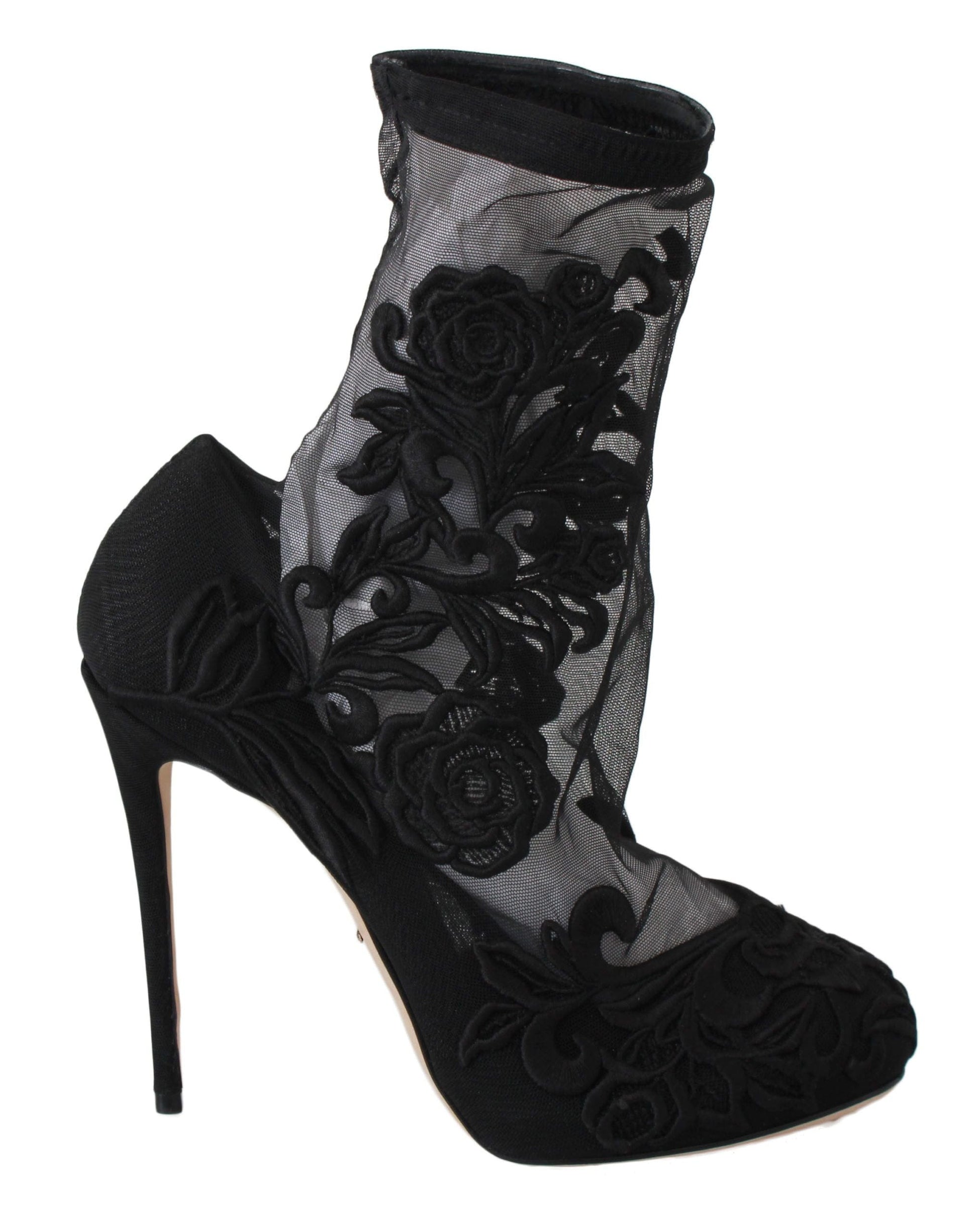 Dolce & Gabbana EU39/US8.5 Dolce & Gabbana Embroidered Floral Stiletto Socks Booties