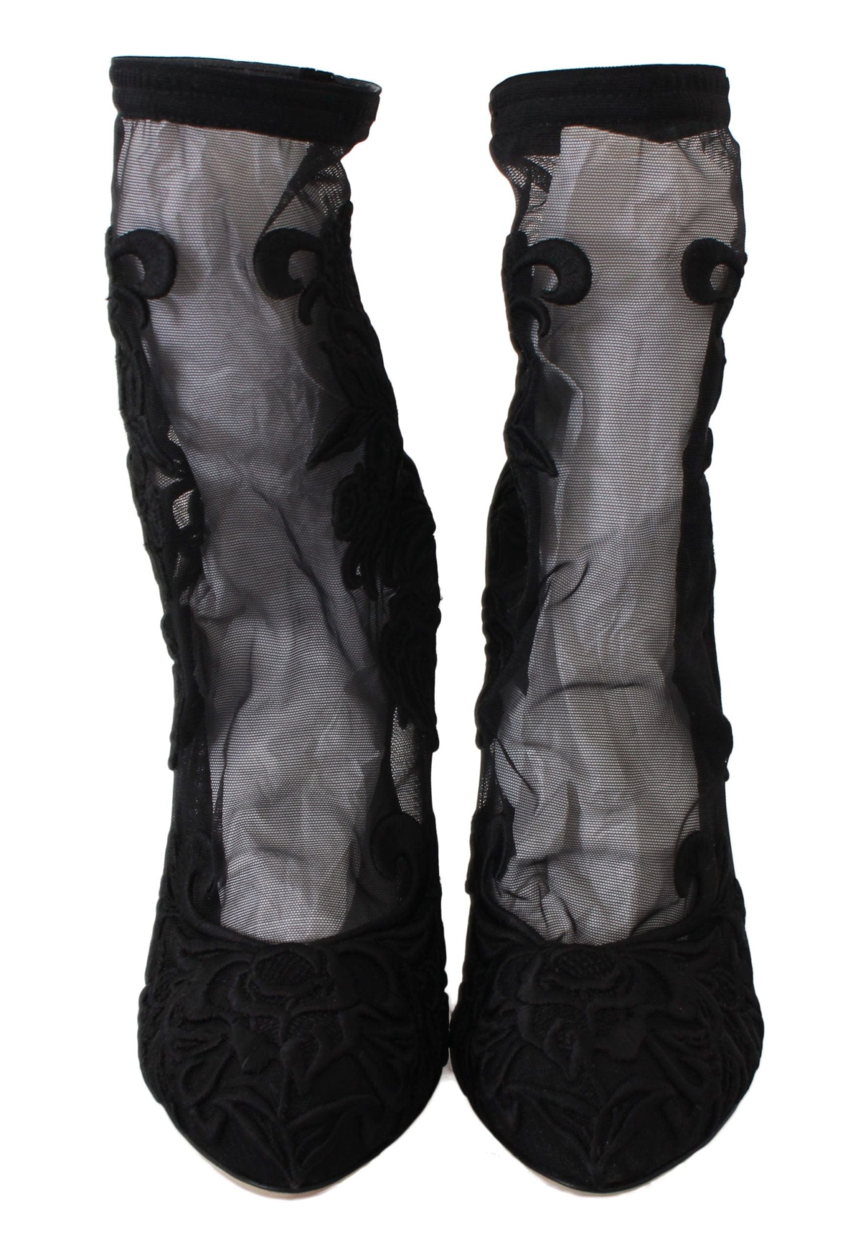 Dolce & Gabbana EU39/US8.5 Dolce & Gabbana Embroidered Floral Stiletto Socks Booties
