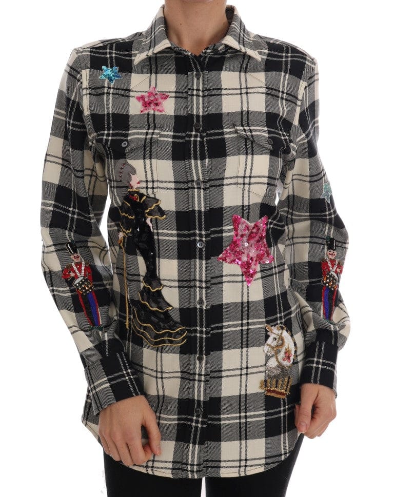 Dolce & Gabbana IT42|M Dolce & Gabbana Enchanted Sequin Checkered Wool Shirt