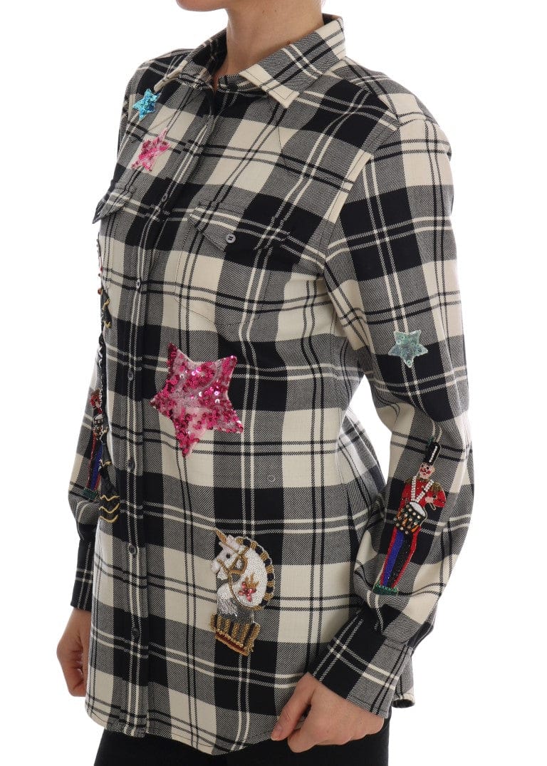 Dolce & Gabbana IT42|M Dolce & Gabbana Enchanted Sequin Checkered Wool Shirt