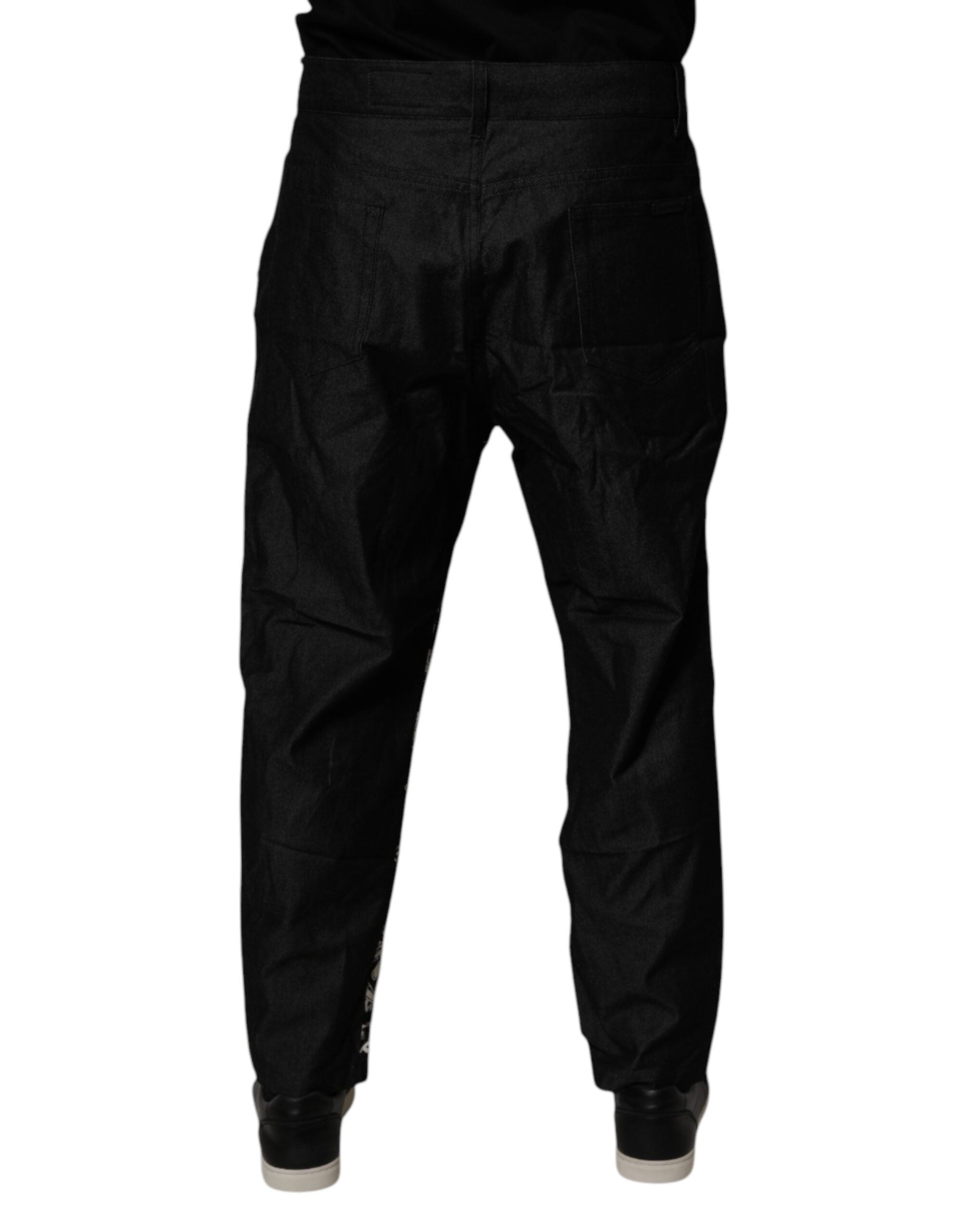 Dolce & Gabbana IT52 | XL Dolce & Gabbana Black Bandana Cotton Skinny Denim Jeans