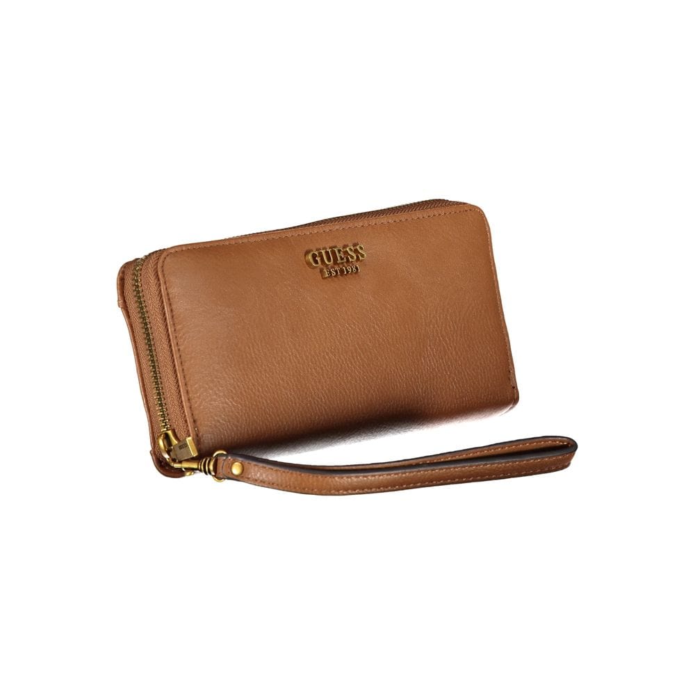 Guess Jeans Guess Jeans Elegant Brown Zip Wallet with Multiple Compartments