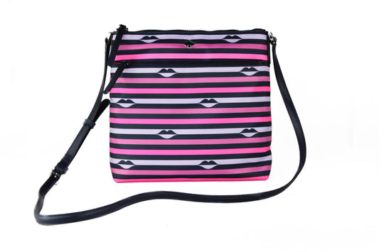 Kate Spade Kate Spade Jae Nylon Leather Flat Pink Striped Multi Crossbody HandBag Purse