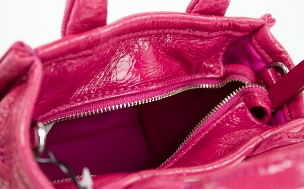 Marc Jacobs Marc Jacobs The Shiny Crinkle Micro Tote Magenta Leather Crossbody Bag Handbag