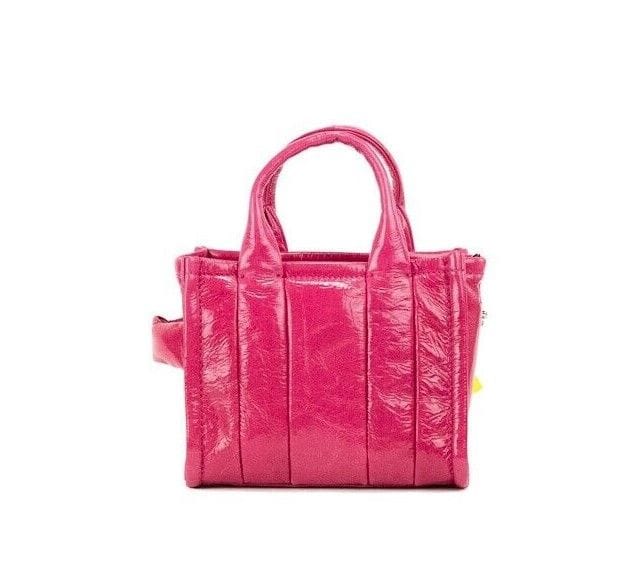 Marc Jacobs Marc Jacobs The Shiny Crinkle Micro Tote Magenta Leather Crossbody Bag Handbag