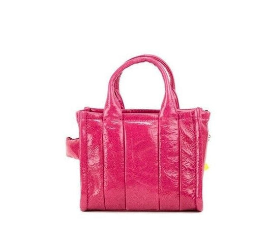 Marc Jacobs Marc Jacobs The Shiny Crinkle Micro Tote Magenta Leather Crossbody Bag Handbag