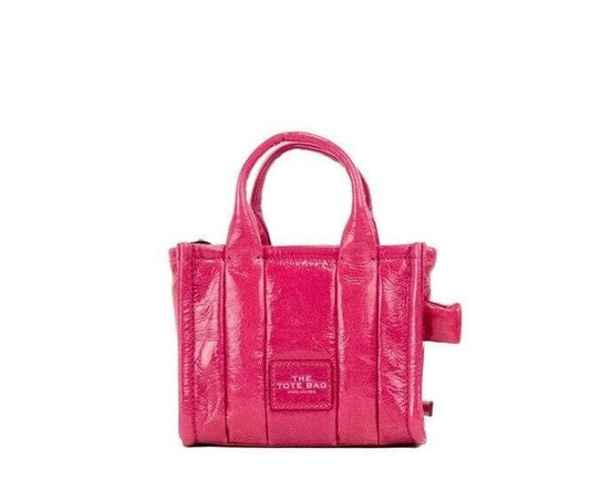 Marc Jacobs Marc Jacobs The Shiny Crinkle Micro Tote Magenta Leather Crossbody Bag Handbag
