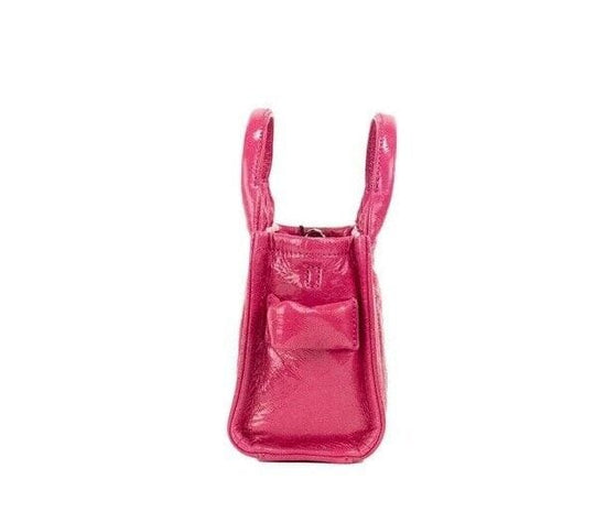 Marc Jacobs Marc Jacobs The Shiny Crinkle Micro Tote Magenta Leather Crossbody Bag Handbag