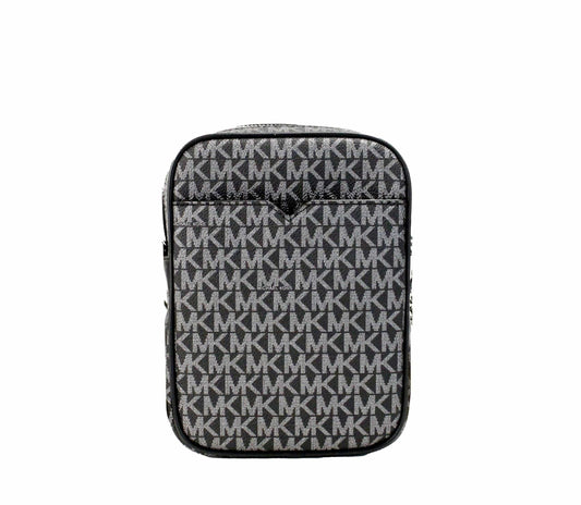 Michael Kors Michael Kors Black Silver PVC Flight Leather North South Chain Crossbody Bag