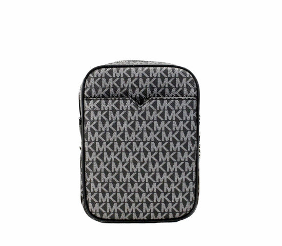 Michael Kors Michael Kors Black Silver PVC Flight Leather North South Chain Crossbody Bag