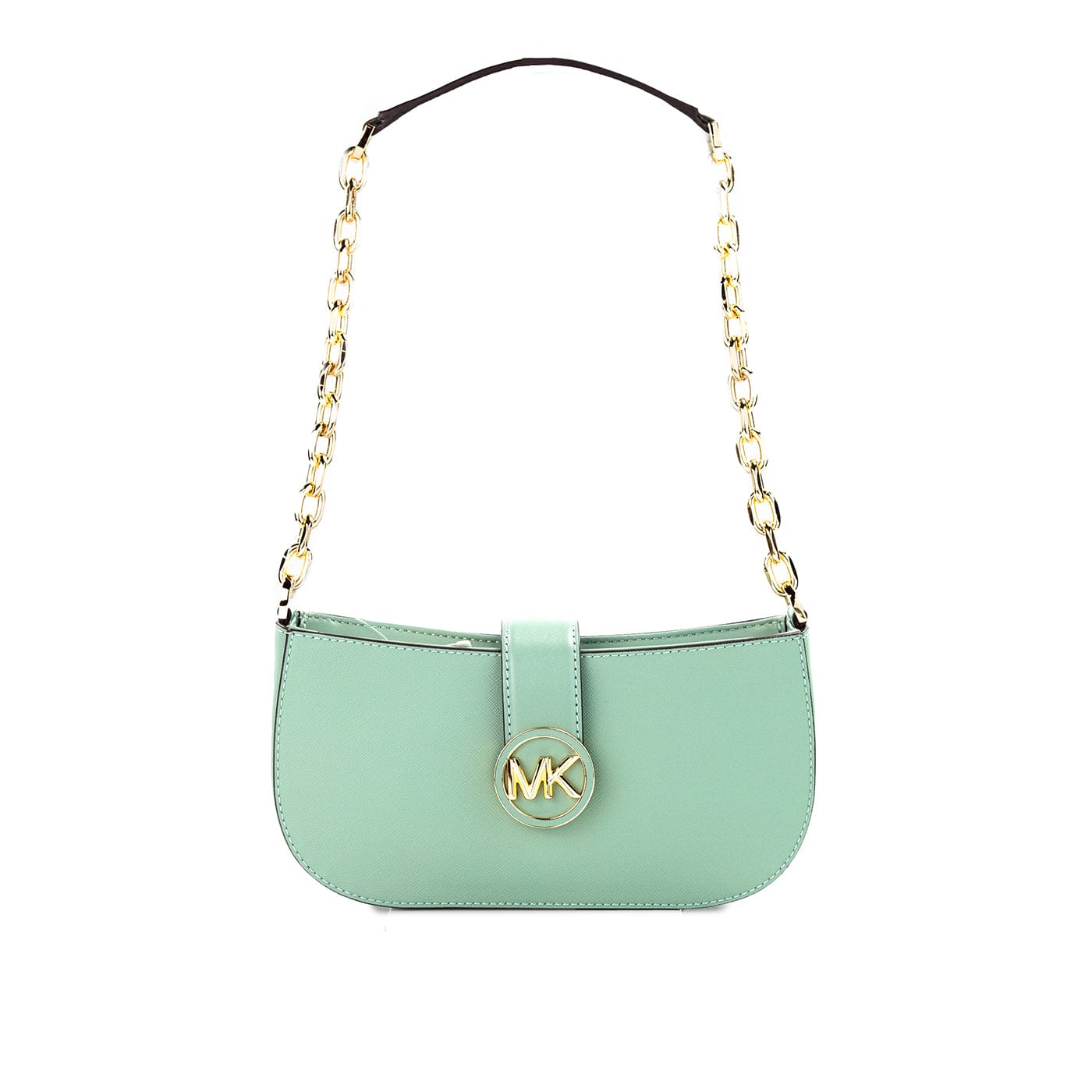 Michael Kors Michael Kors Carmen Small Sea Green Leather Pouchette Shoulder Crossbody Purse