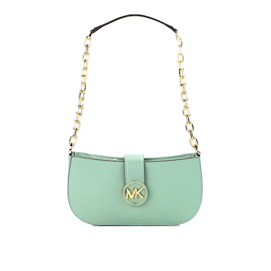 Michael Kors Michael Kors Carmen Small Sea Green Leather Pouchette Shoulder Crossbody Purse