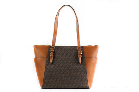 Michael Kors Michael Kors Charlotte Signature Leather Large Top Zip Tote Handbag Bag (Brown)