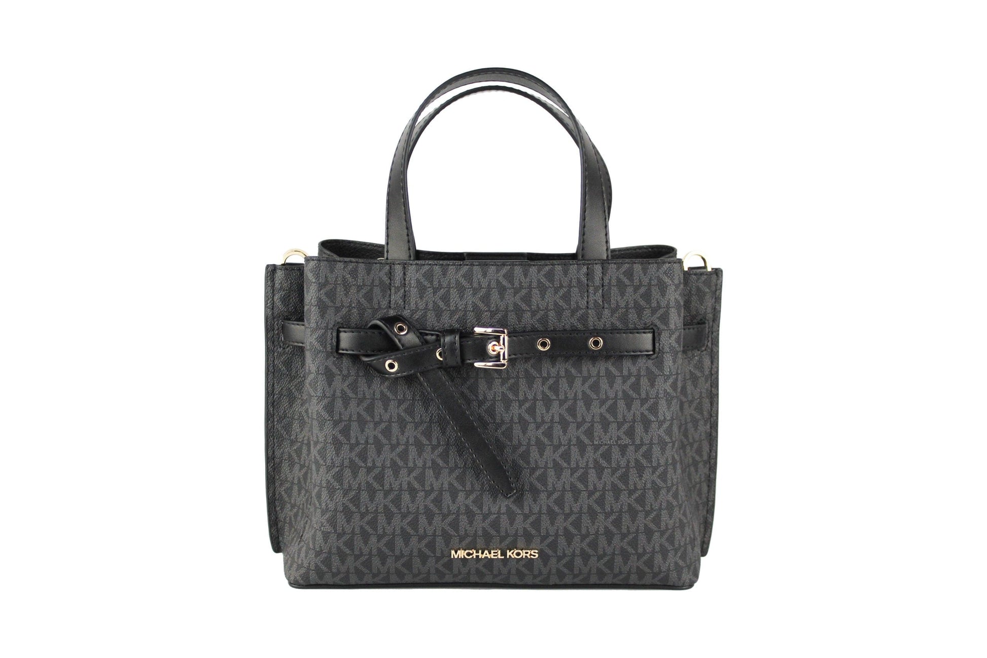 Michael Kors Michael Kors Emilia Small Black Signature PVC Satchel Crossbody Handbag Purse