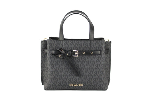 Michael Kors Michael Kors Emilia Small Black Signature PVC Satchel Crossbody Handbag Purse