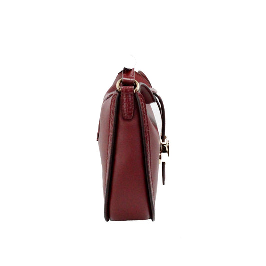 Michael Kors Michael Kors Gabby Small Dark Cherry Leather Foldover Hobo Crossbody Bag