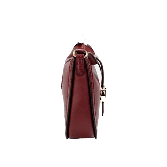 Michael Kors Michael Kors Gabby Small Dark Cherry Leather Foldover Hobo Crossbody Bag