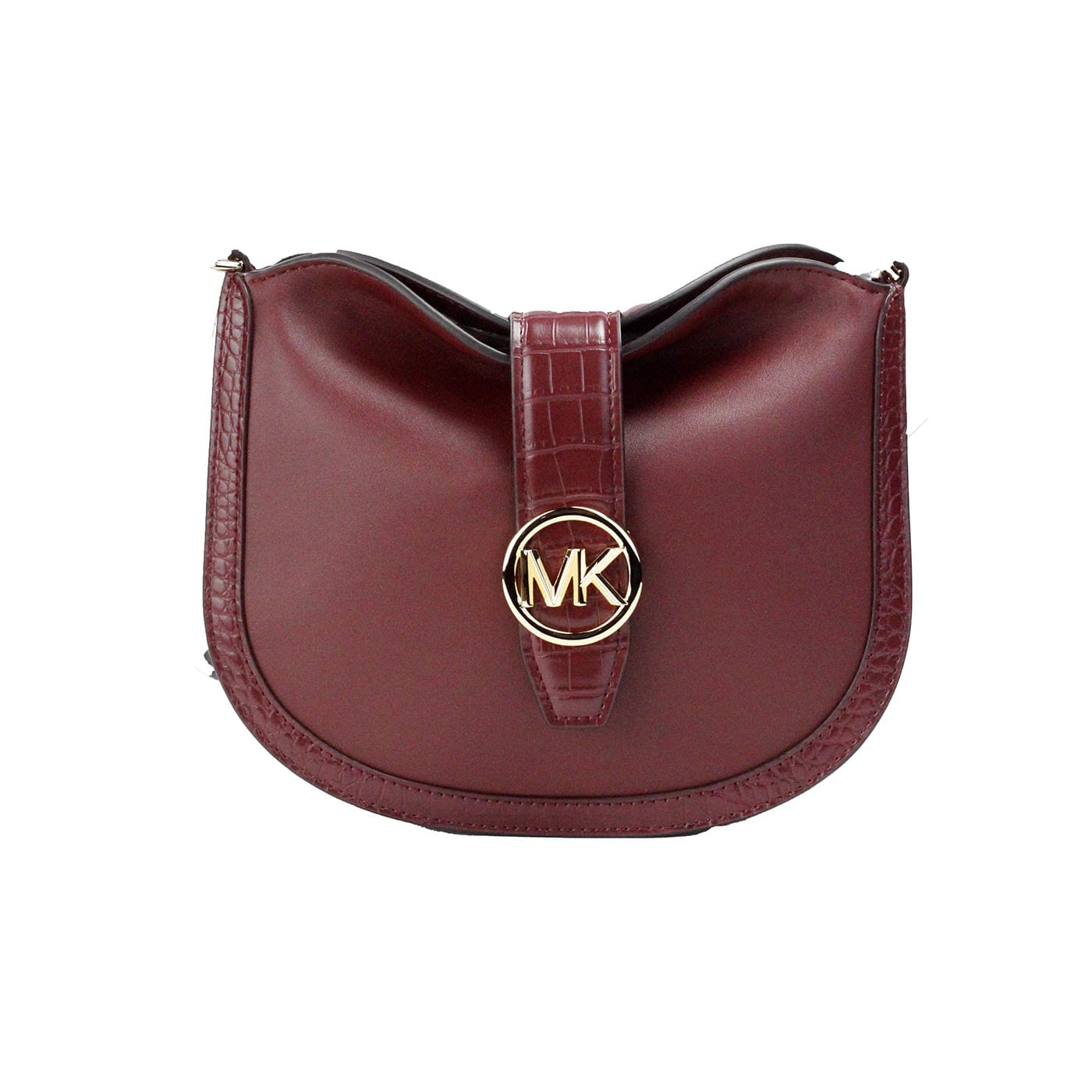 Michael Kors Michael Kors Gabby Small Dark Cherry Leather Foldover Hobo Crossbody Bag