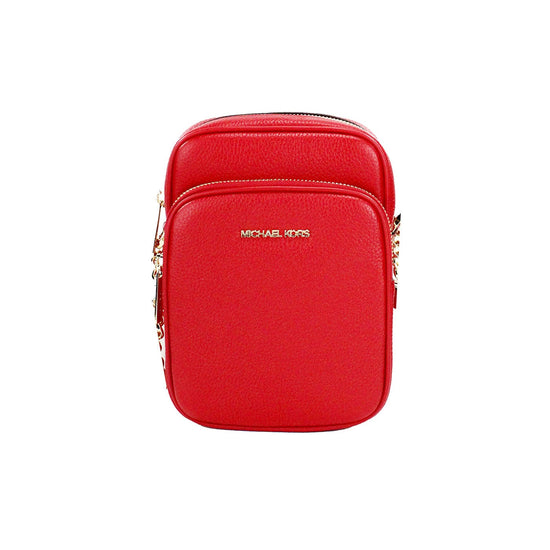 Michael Kors Michael Kors Jet Set Bright Red Pebbled Leather North South Chain Crossbody Bag
