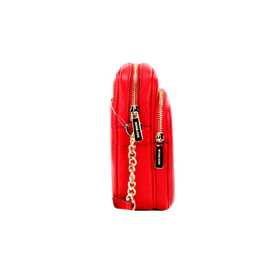 Michael Kors Michael Kors Jet Set Bright Red Pebbled Leather North South Chain Crossbody Bag