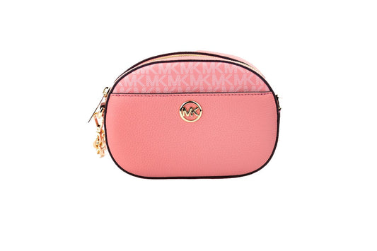 Michael Kors Michael Kors Jet Set Glam Tea Rose Leather Oval Crossbody Handbag Purse