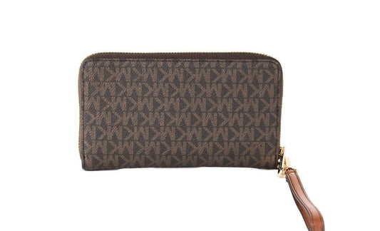 Michael Kors Michael Kors Jet Set Large Brown Signature PVC Flat Multifunction Wrist Wallet