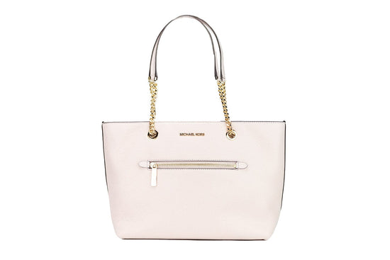 Michael Kors Michael Kors Jet Set Medium Powder Blush Leather Front Zip Chain Tote Bag Purse