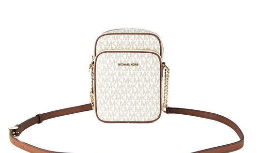 Michael Kors Michael Kors Jet Set Medium Vanilla PVC North South Chain Crossbody Handbag