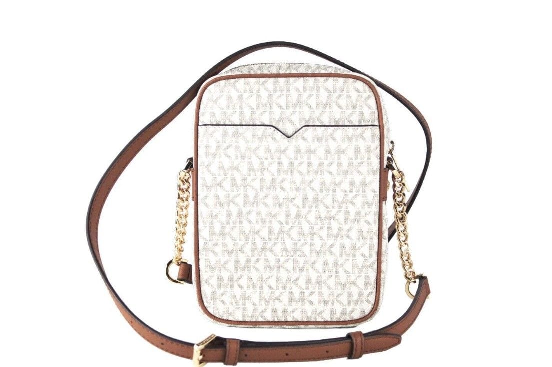 Michael Kors Michael Kors Jet Set Medium Vanilla PVC North South Chain Crossbody Handbag