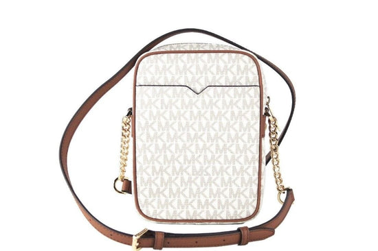 Michael Kors Michael Kors Jet Set Medium Vanilla PVC North South Chain Crossbody Handbag