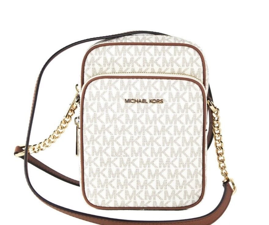 Michael Kors Michael Kors Jet Set Medium Vanilla PVC North South Chain Crossbody Handbag