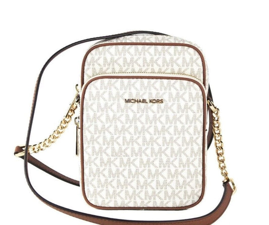 Michael Kors Michael Kors Jet Set Medium Vanilla PVC North South Chain Crossbody Handbag