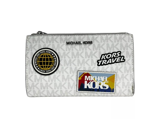 Michael Kors Michael Kors Jet Set Travel Double Zip Wristlet Wallet White