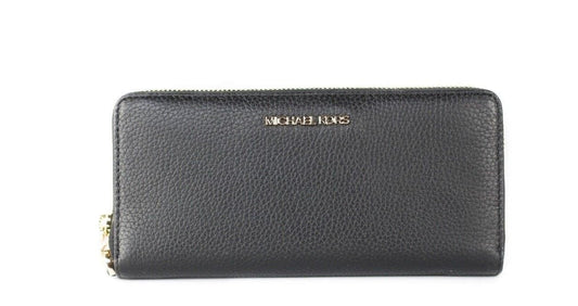 Michael Kors Michael Kors Jet Set Travel Large Black Pebble Leather Continental Wrist Wallet