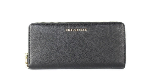 Michael Kors Michael Kors Jet Set Travel Large Black Pebble Leather Continental Wrist Wallet