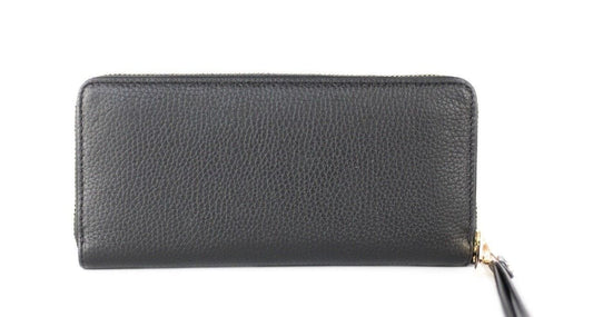Michael Kors Michael Kors Jet Set Travel Large Black Pebble Leather Continental Wrist Wallet