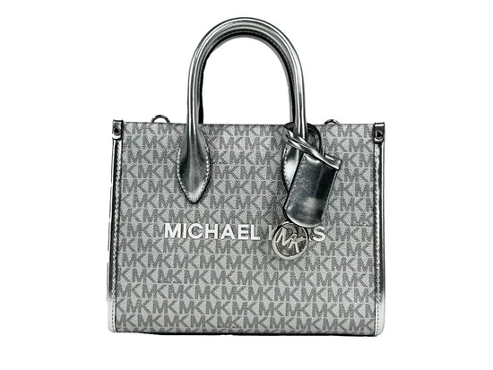 Michael Kors Michael Kors Mirella Signature Small Top Zip Tote Bag Silver