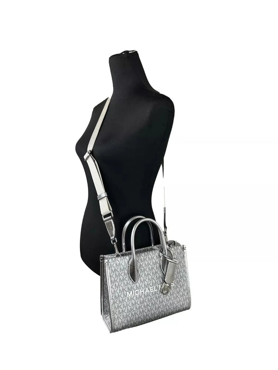 Michael Kors Michael Kors Mirella Signature Small Top Zip Tote Bag Silver