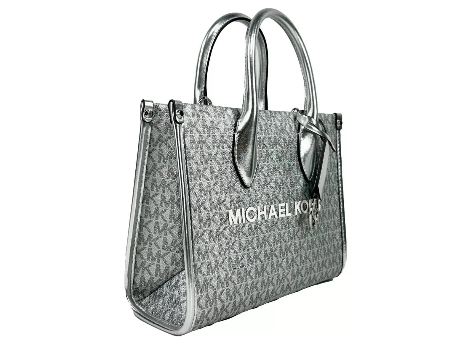 Michael Kors Michael Kors Mirella Signature Small Top Zip Tote Bag Silver