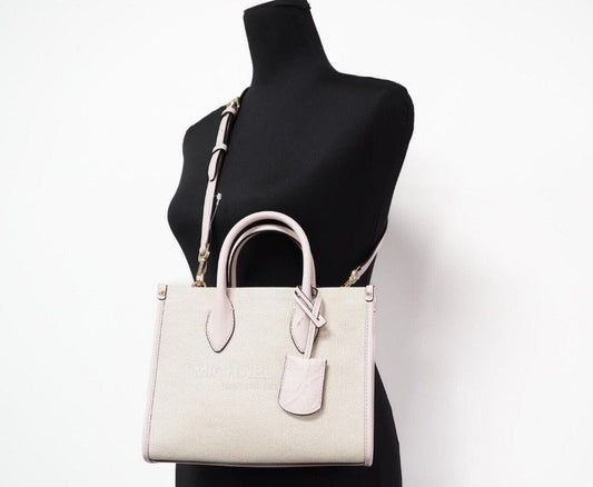 Michael Kors Michael Kors Mirella Small Powder Blush Canvas Shopper Crossbody Handbag Purse