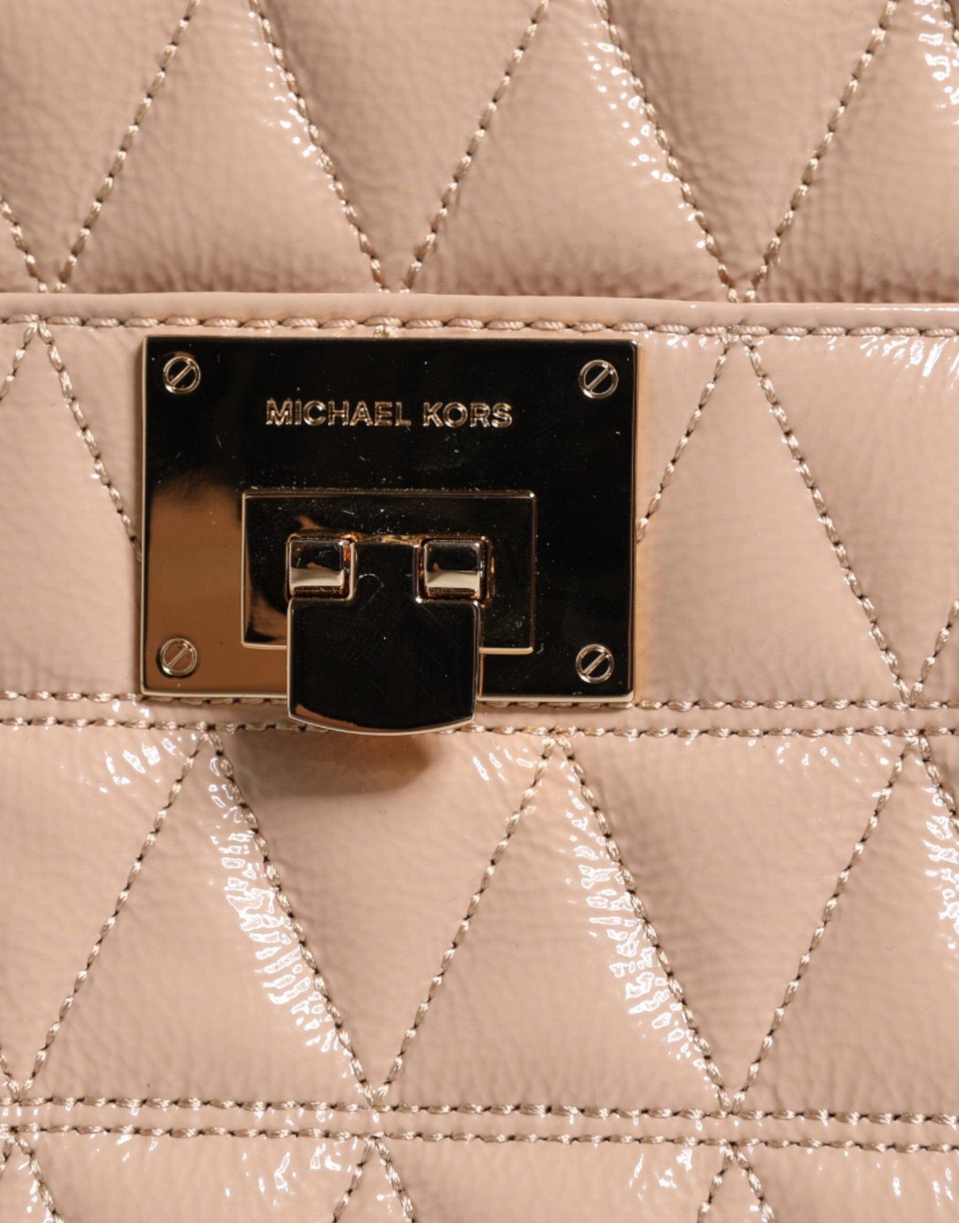 Michael Kors Michael Kors Peach Quilted Leather Logo Crossbody VIVIANNE Messenger Bag