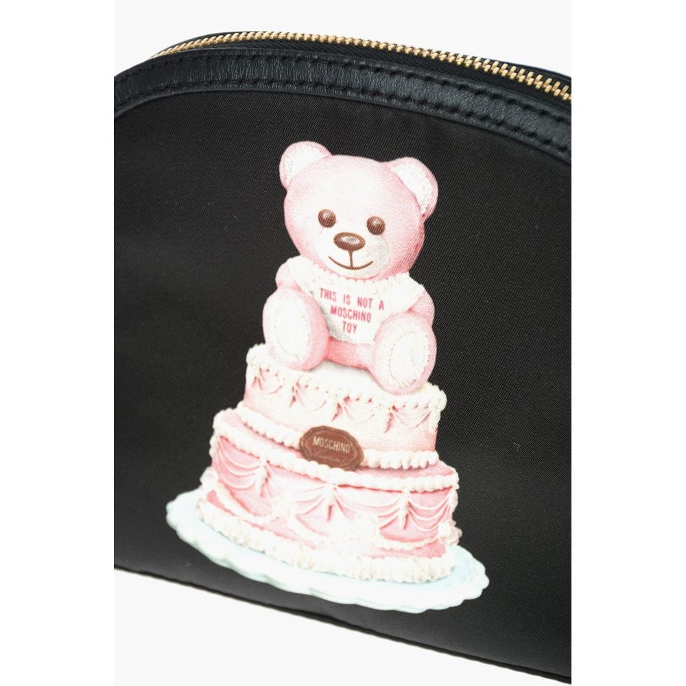 Moschino Couture Moschino Couture Chic Teddy Bear Print Clutch with Calfskin Strap