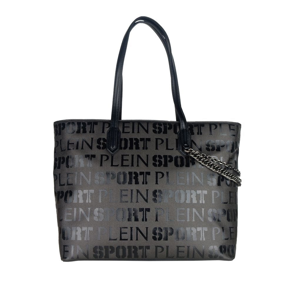 Plein Sport Plein Sport Sleek Black Designer Shopping Bag with Logo Print